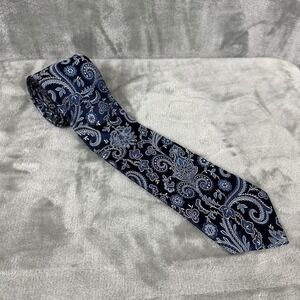 Pronto Uomo 100% Silk Neck Tie 3" x 60" Blue Paisley Print NEW